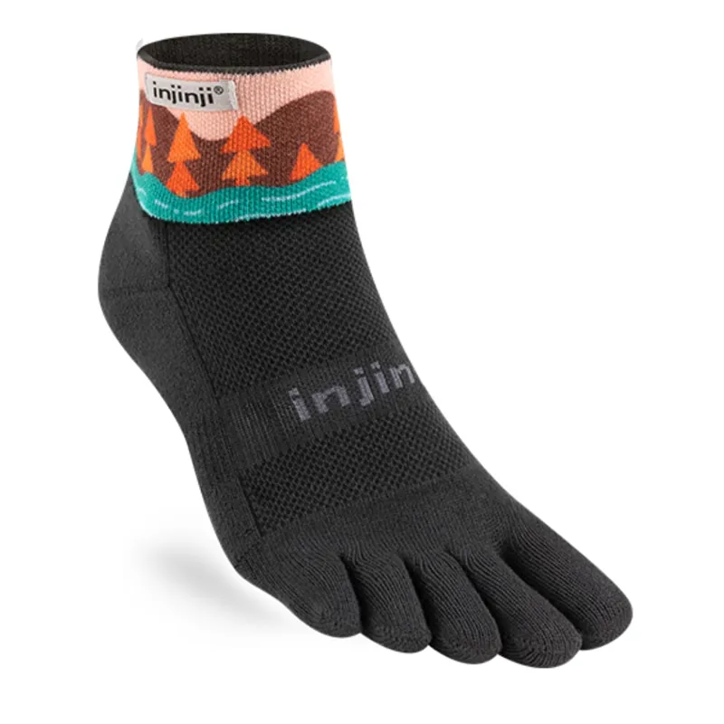 Injinji Artist Designed Trail MW Men's Mini Crew Running Sock in Stream